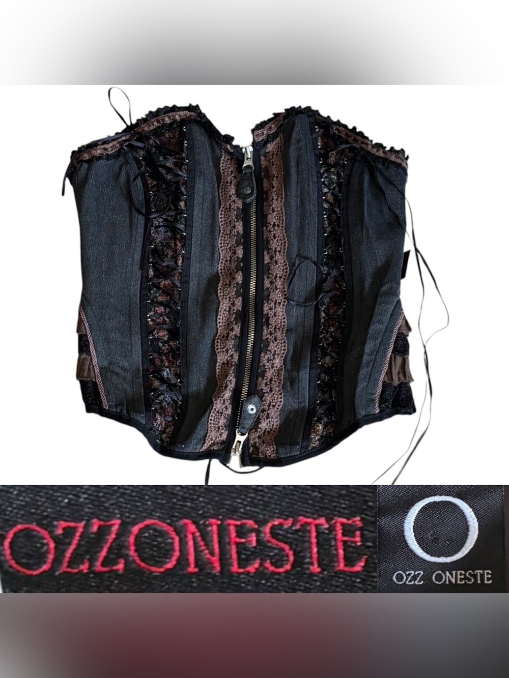 Ozz Oneste Japan Ruffled Corset Belt Lace Up Women’s In Grey - Brown